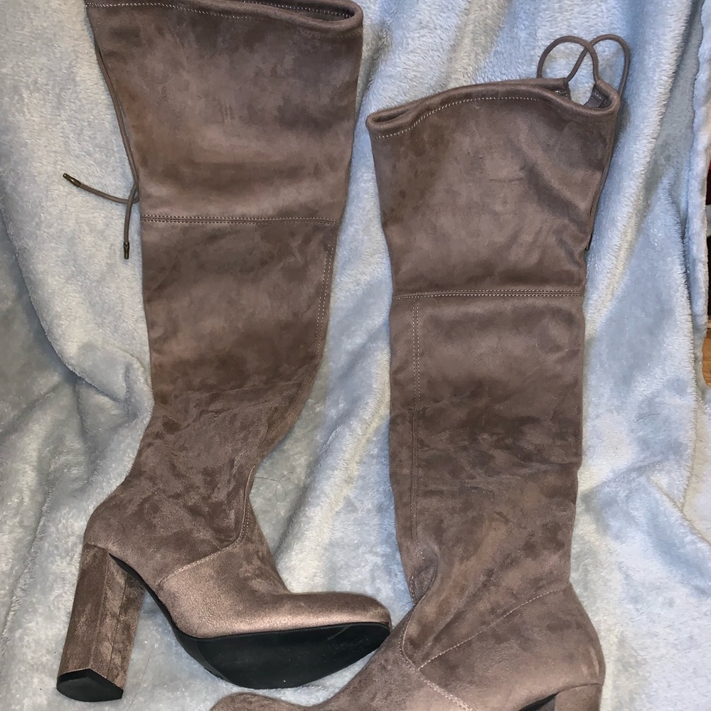 Tan over the knee boots